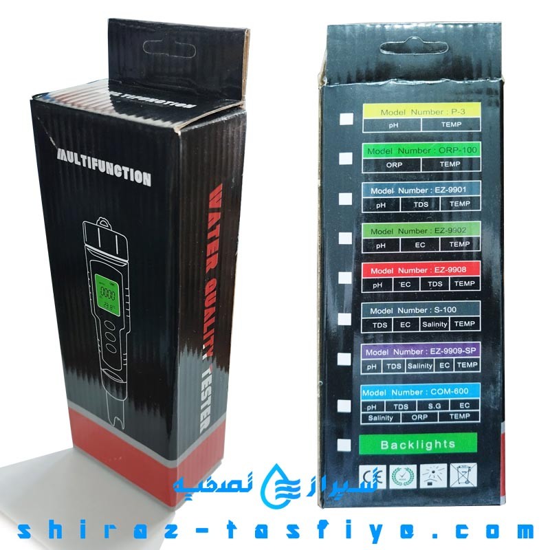 جعبه و دستورالعمل دستگاه تستر آب COM-600 MULTI FUNCTION TESTER