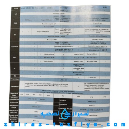 جعبه و دستورالعمل دستگاه تستر آب COM-600