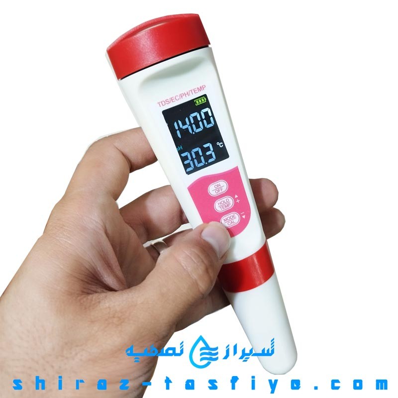 صفحه نمایش دستگاه تست و آنالیز آب سختی و قلیایی TDS EC PH PH-300