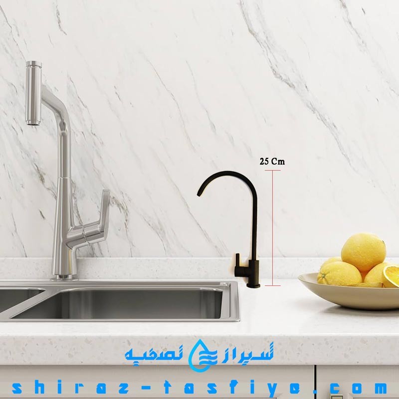 سایز شیر روی سینک تصفیه آب خانگی رنگ مشکی مات