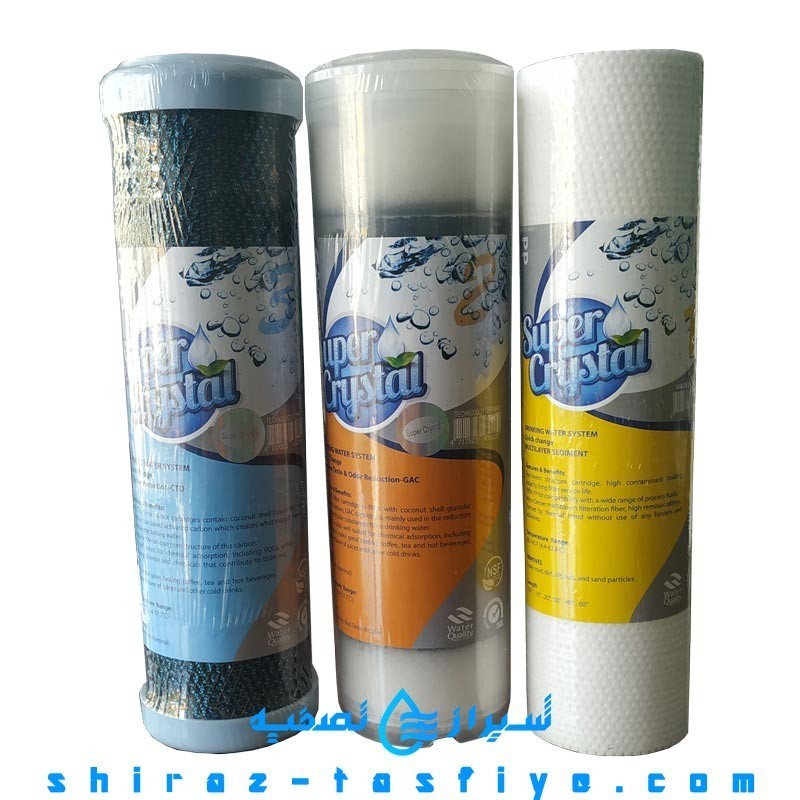 پکیج فیلتر سوپر کریستال تایوان مرحله 1 و 2 و 3 پیش تصفیه خانگی SUPER CRYSTAL