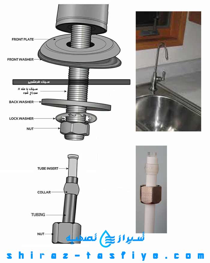 نصب شیر برداشت تصفیه آب خانگی روی سینک