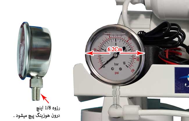 سایز و نمونه گیج فشار بزرگ دنده ریز
