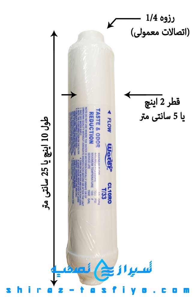 سایز فیلتر های پست کربن WATER SAFE
