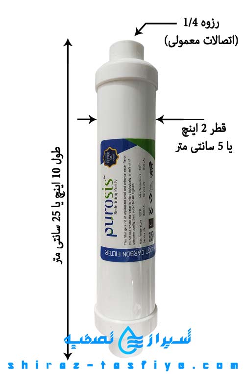 سایز فیلتر پست کربن پورسیس هند POROSIS