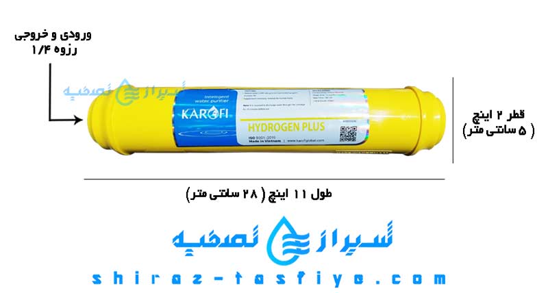 سایز فیلتر هیدروژن پلاس کاروفی hydrogen plus karofi